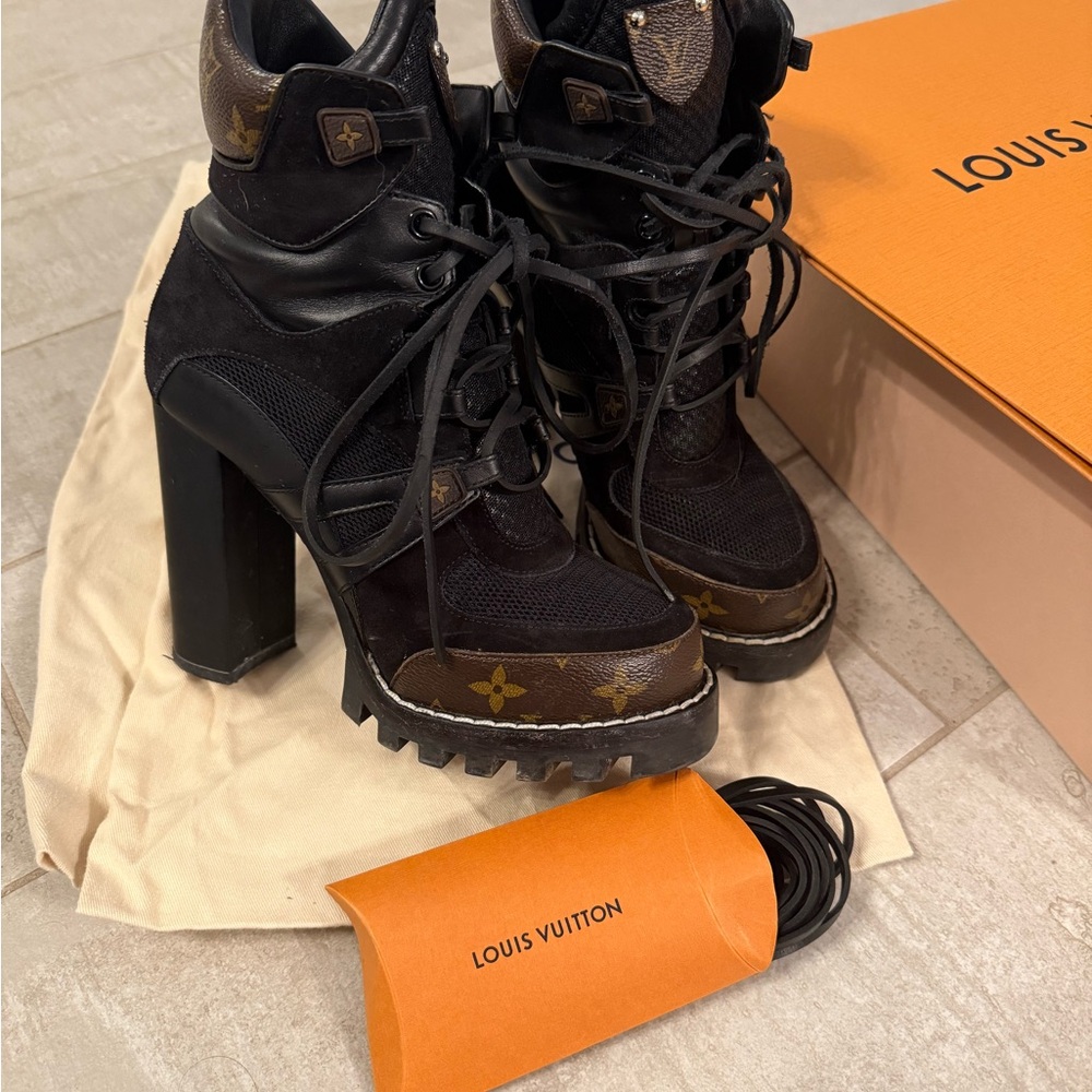Louis Vuitton Black and Brown Heeled Boots